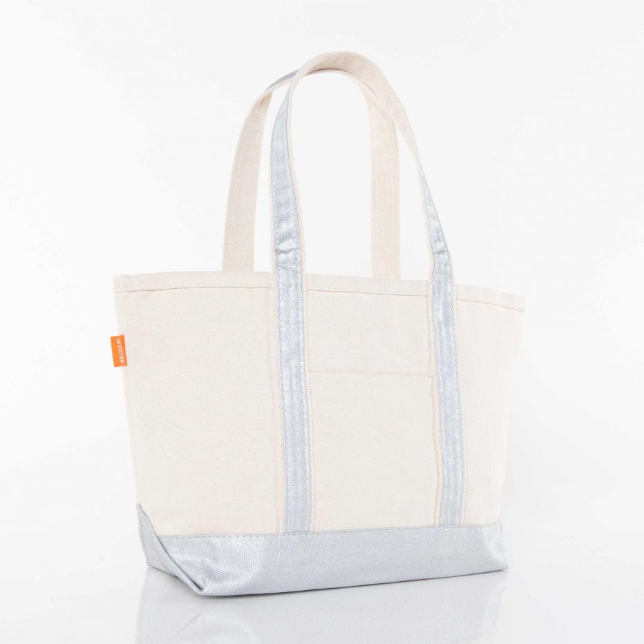 Medium Luxe Boat Tote (Silver)