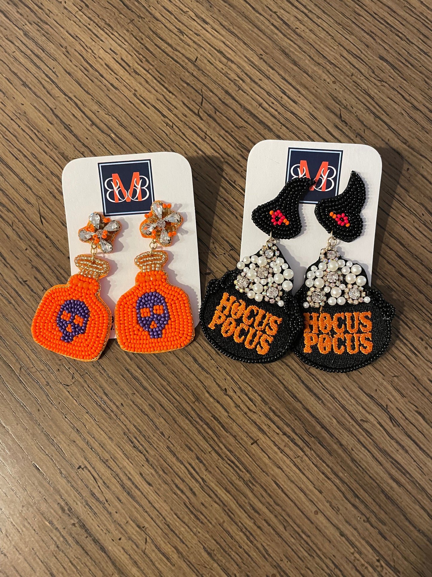 Orange Skull Halloween Earrings