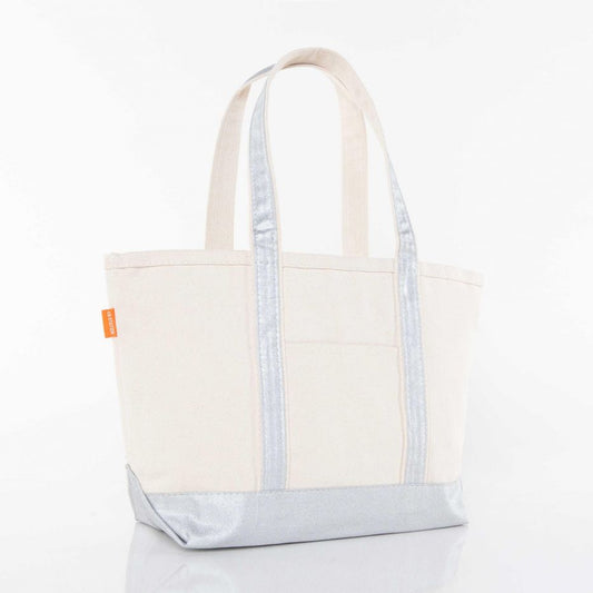 Medium Luxe Boat Tote (Silver)